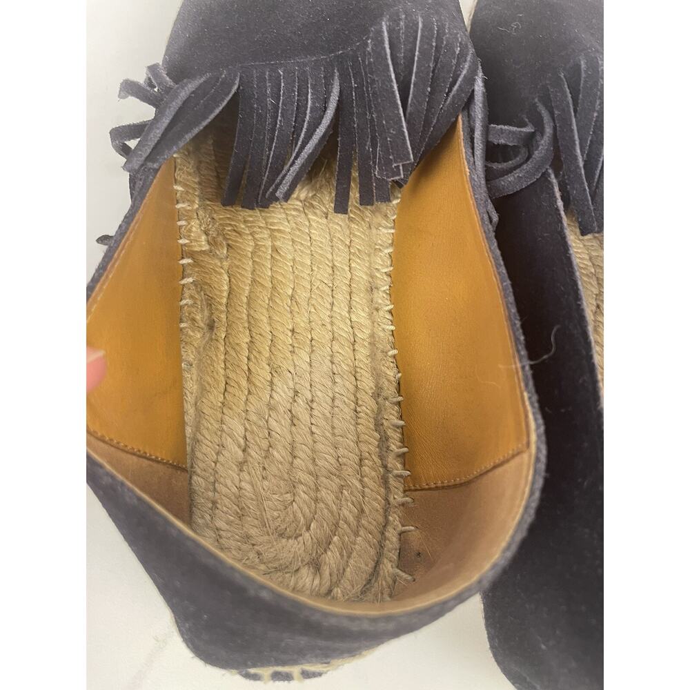 Chloe Womens Suede Fringe Trim Platform Espadrilles Black Size 8.5 US 39EU - Picture 9 of 12